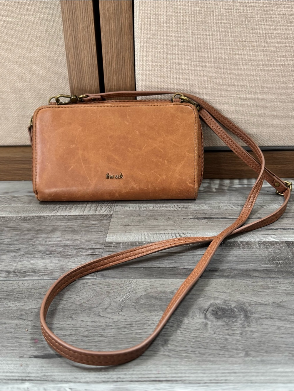 The Sak Cognac Brown Convertible Crossbody Wallet